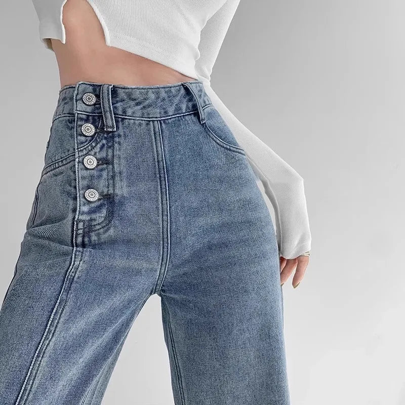 Timeless Soft High Waisted Women's Straight Jeans - OutfitLondon