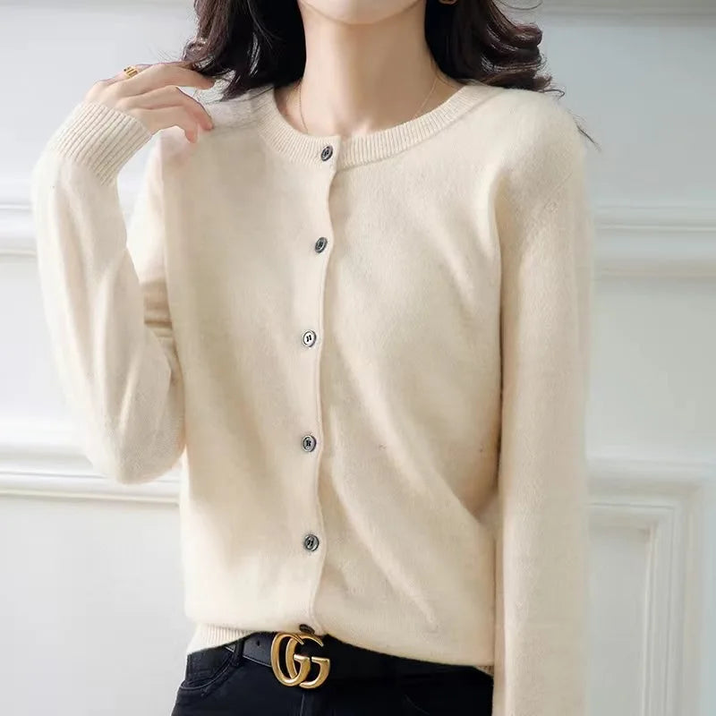 Warm Women's Crew Neck Cardigan Sweater