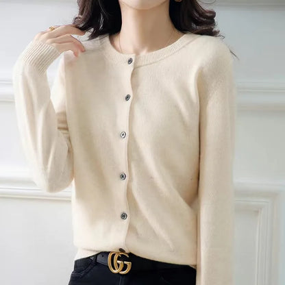 Warm Women's Crew Neck Cardigan Sweater
