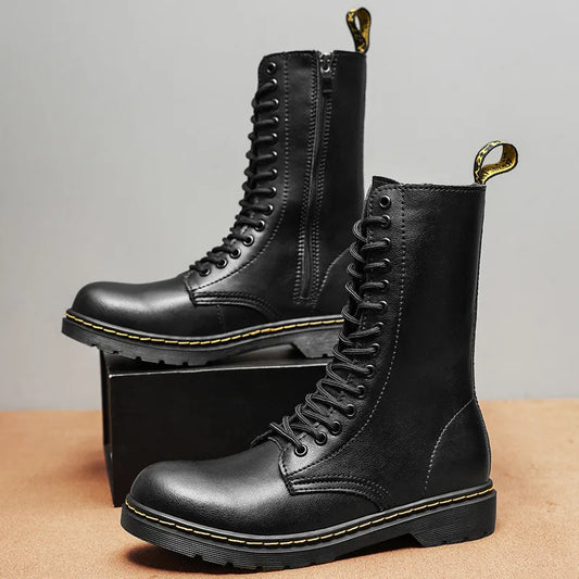 Thermal Waterproof Leather Tall Winter Boots UK - OutfitLondon