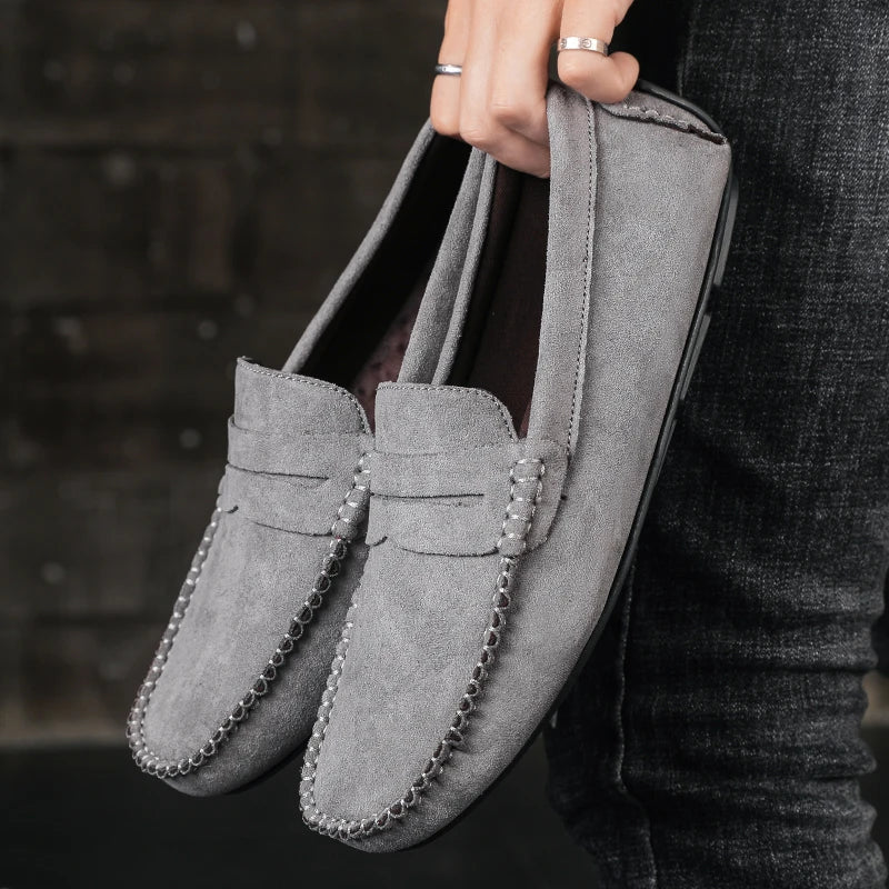 Relaxed Fit Leather Slip On Shoes For Men