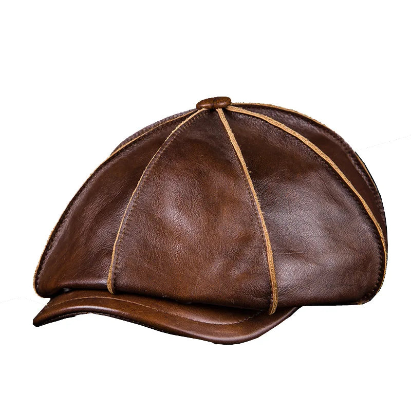 Timeless Tan Leather Fedora Hat - Comfort Fit - OutfitLondon