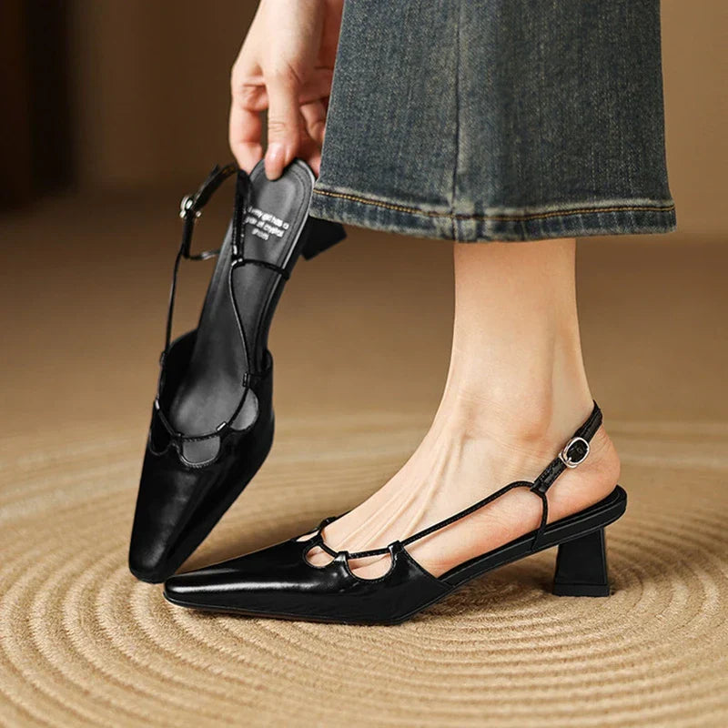 Authentic Leather High Heel Sandals - OutfitLondon
