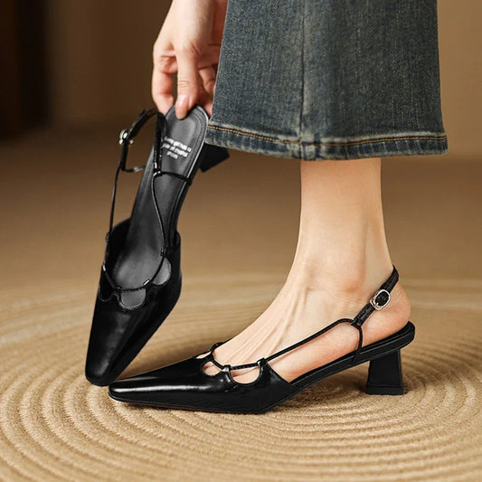 Authentic Leather High Heel Sandals - OutfitLondon