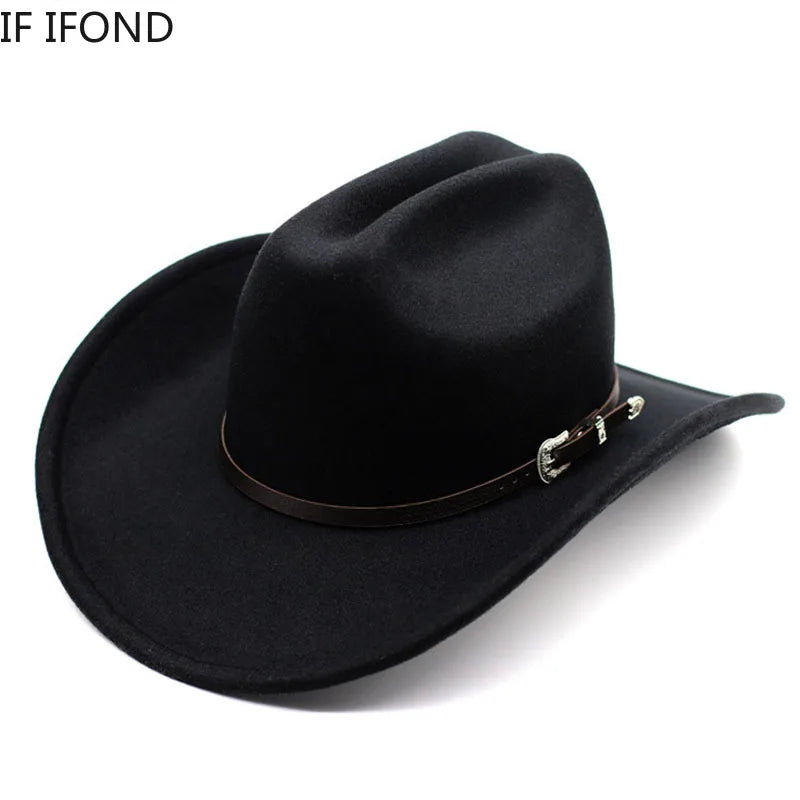Classic Western Leather Cowboy Hat - Wide Brim Fit - OutfitLondon