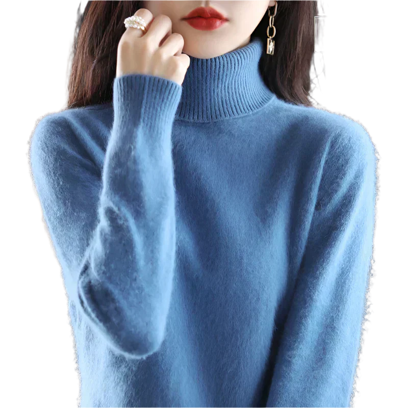 Luxurious Pure Cashmere Lady Turtleneck Jumper