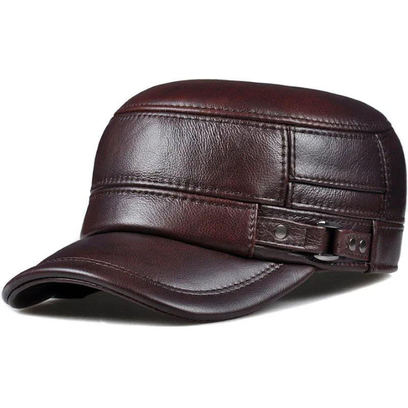 Warm Faux Fur Leather Beanie Hat