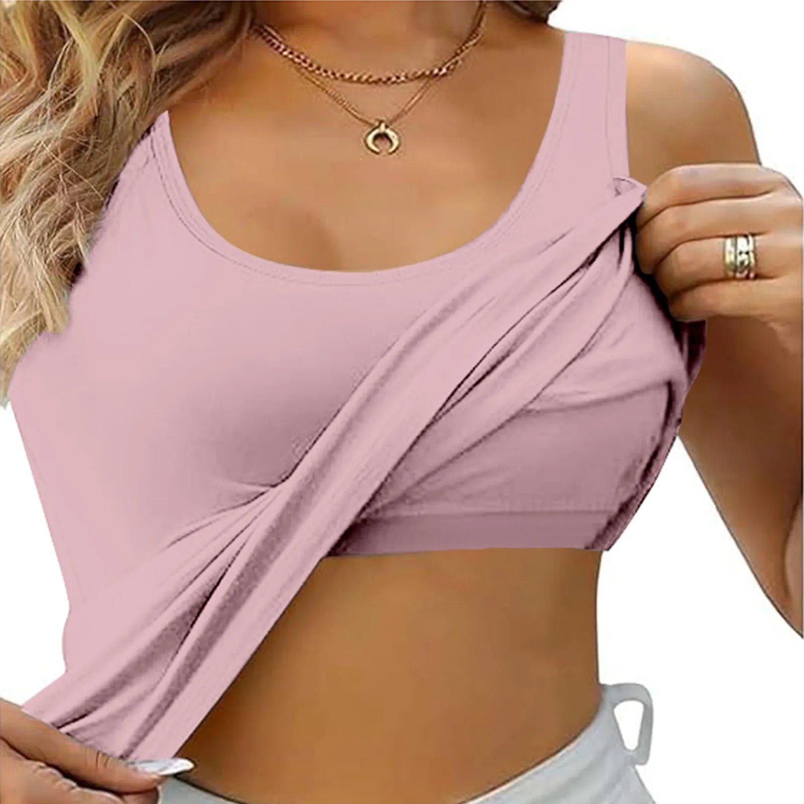 Soft Supportive Women's Tank Top with Built-In Bra - OutfitLondon