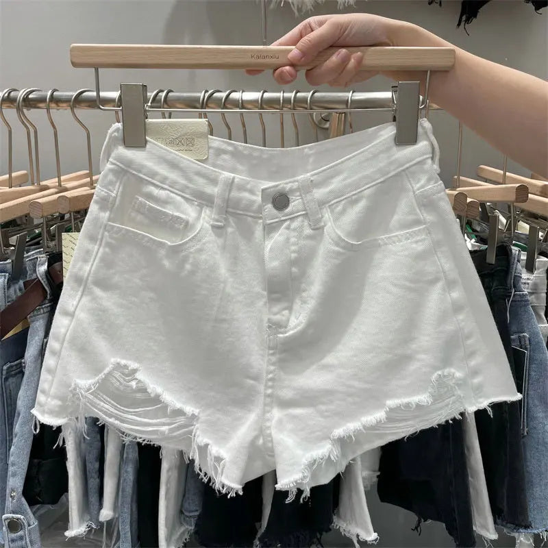 Relaxed Fit Women's Ripped Denim Shorts