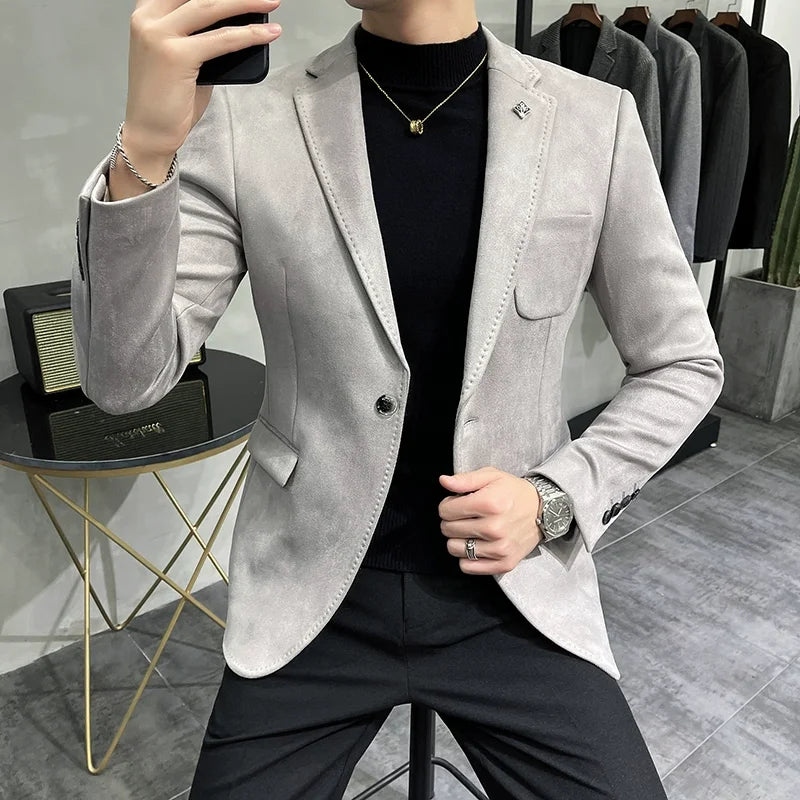 Luxury Leather Fitted Men's Jacket