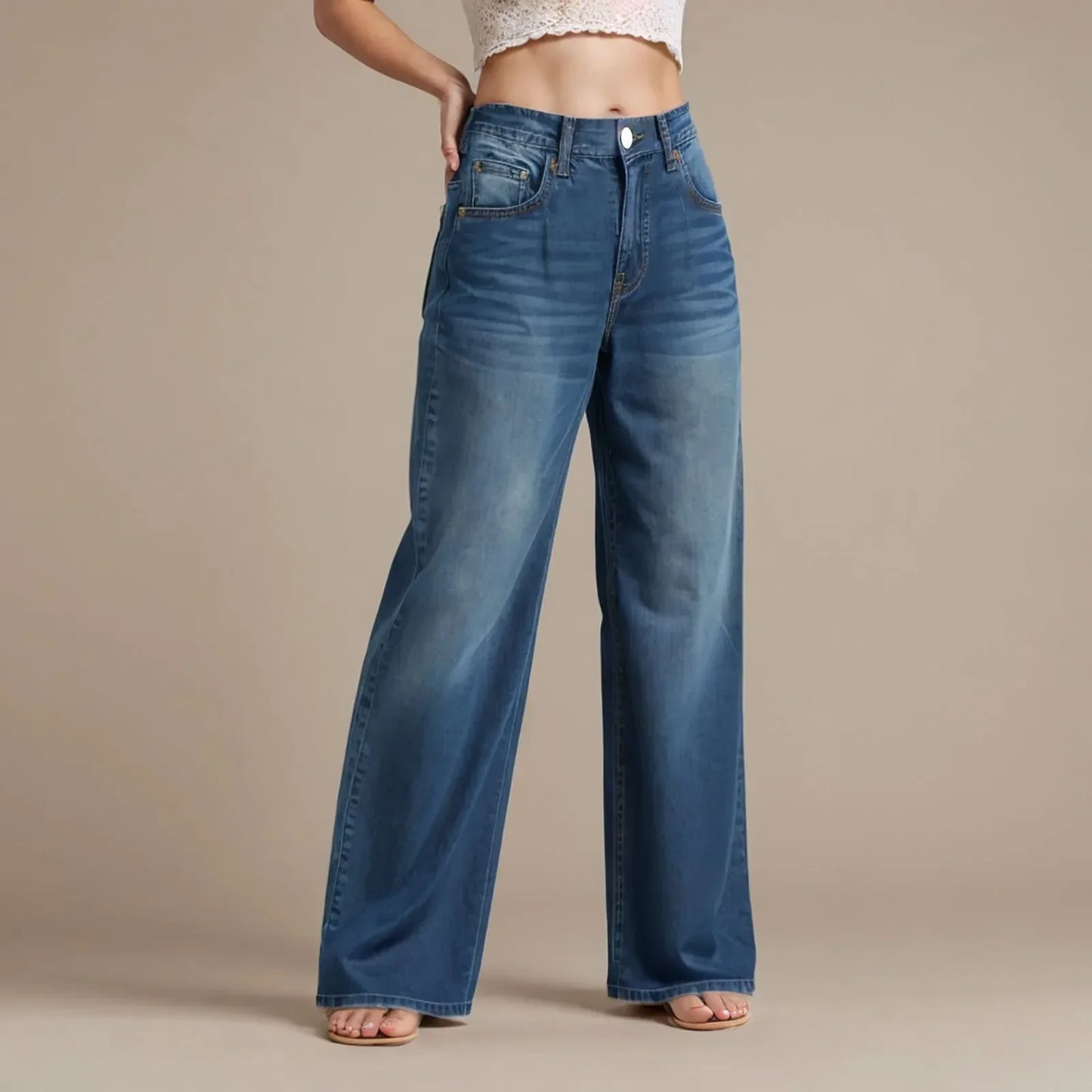 Comfortable Dark Wash Women's Straight Jeans