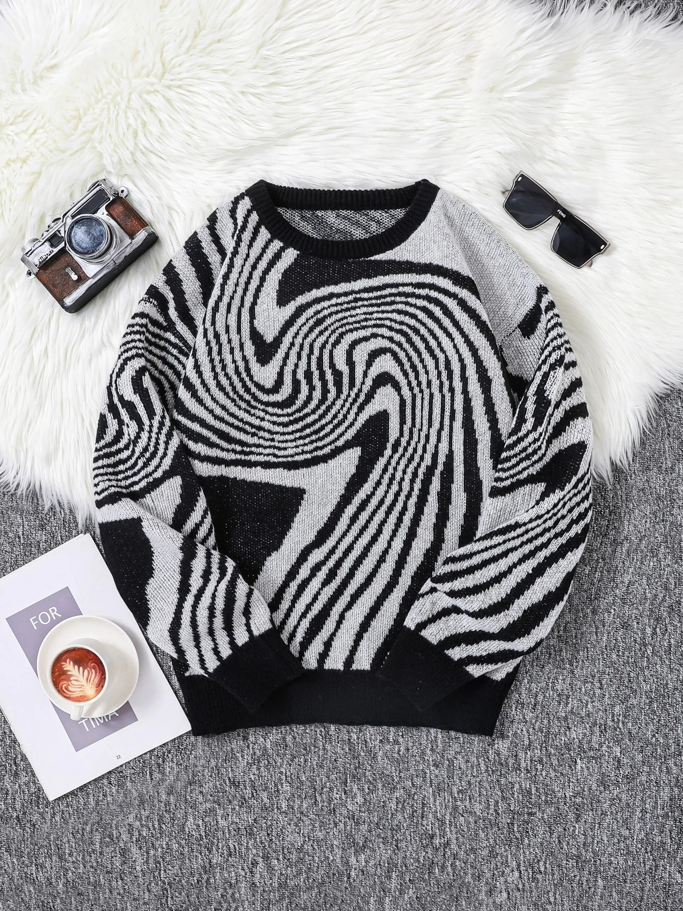 Abstract Wool Pullover Sweater