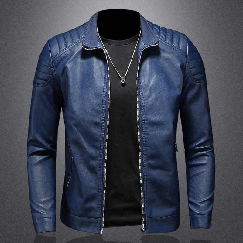 Slim Fit Biker Leather Jacket For Men - OutfitLondon