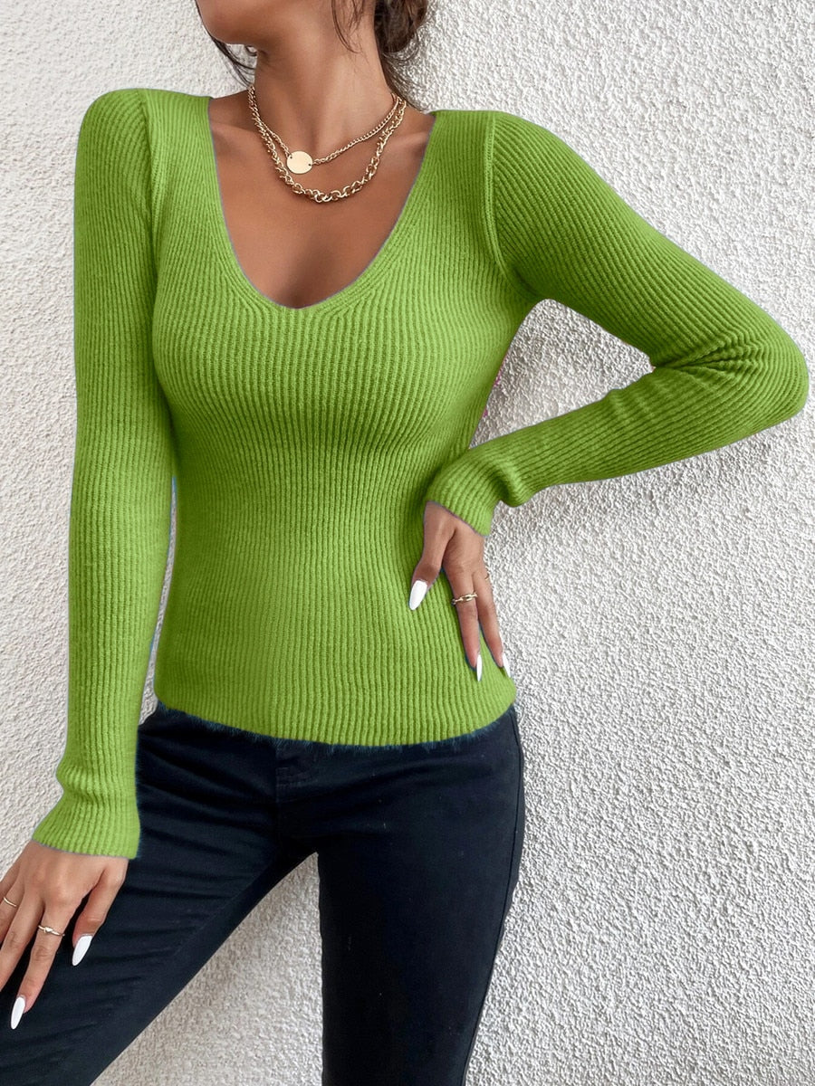 Women's Soft V-Neck Sweater - OutfitLondon