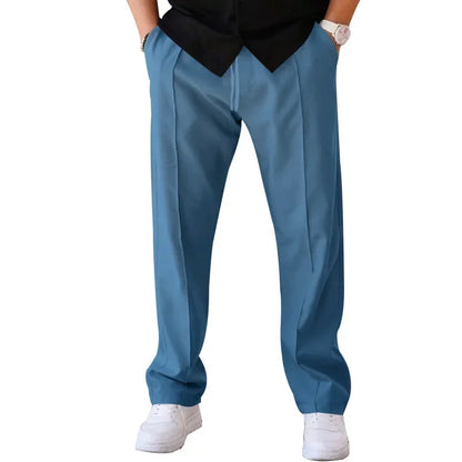 Relaxed Fit Straight Leg Elastic Waist Pants