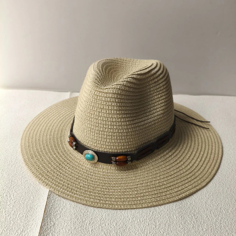 Classic Western Hat with Earthy Brown Beads