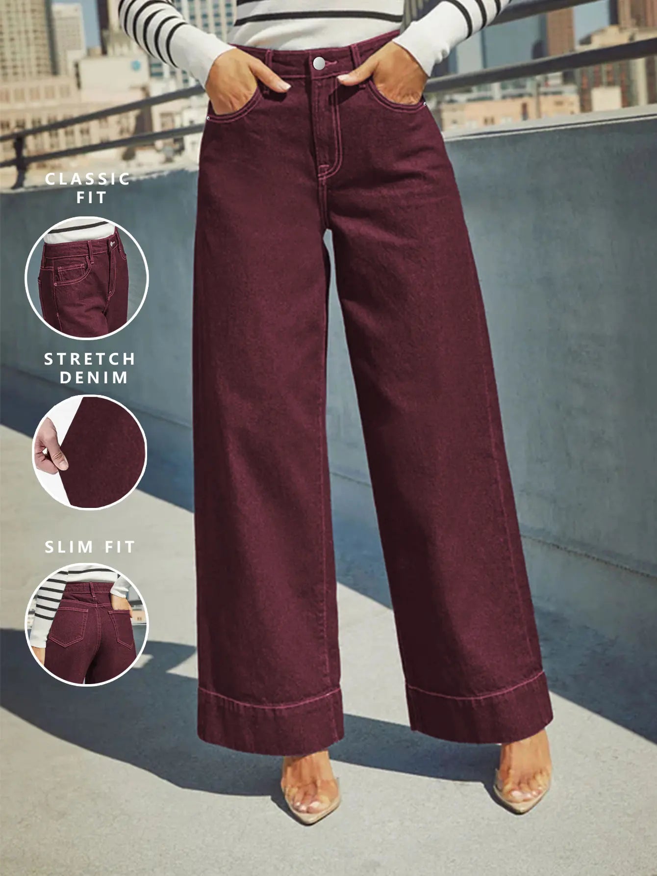 Luxurious Dark Wash High Waisted Flare Jeans for Women - OutfitLondon