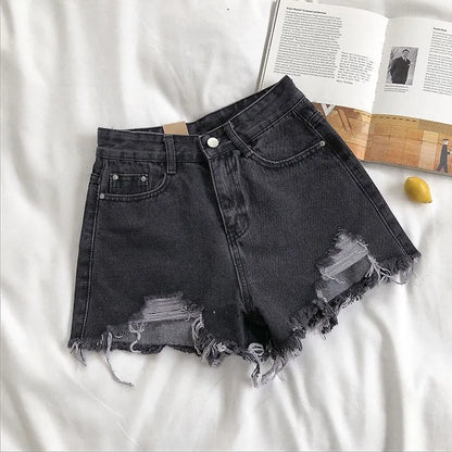 Torn High Waisted Faded Denim Shorts