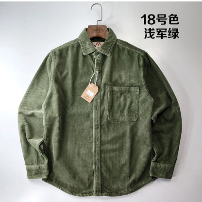 Relaxed Fit Corduroy Button Down Shirt for Men