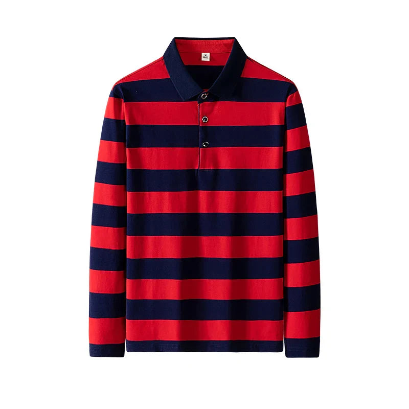 Traditional Casual Horizontal Stripe Polo Shirt