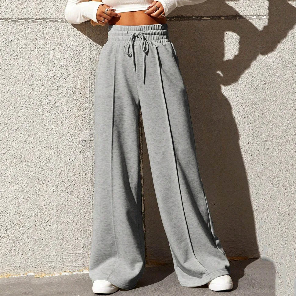 Soft High Waisted Wide Leg Joggers for Women - OutfitLondon