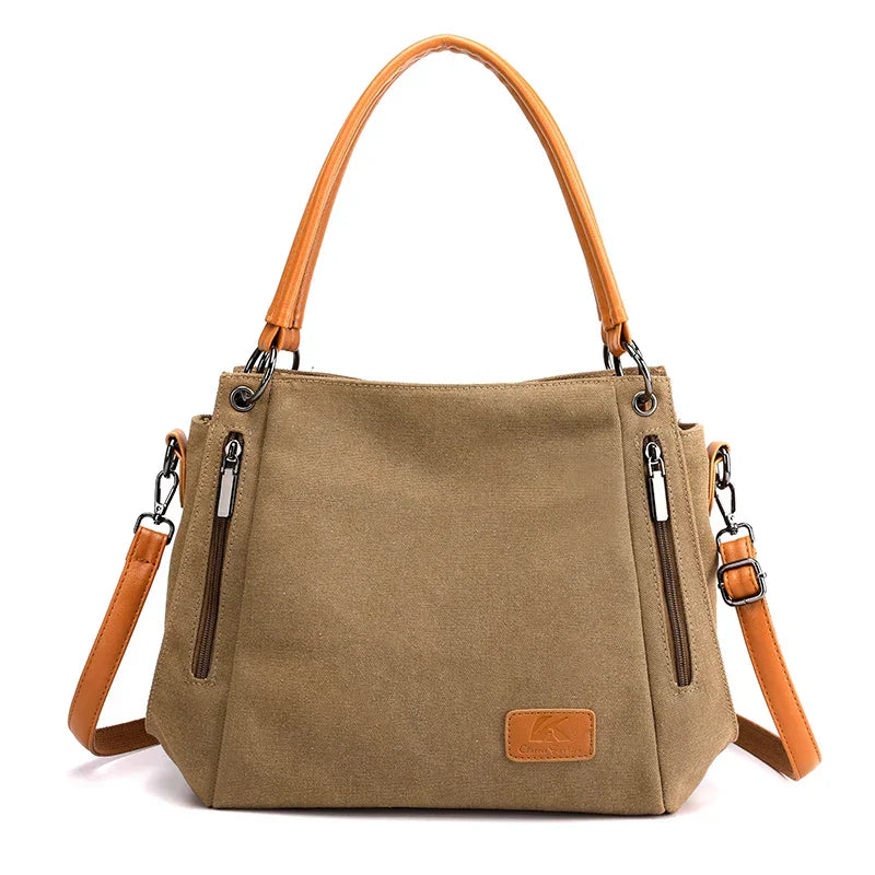 Luxe Canvas Tote Bag Spacious Zipper Closure