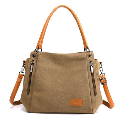 Luxe Canvas Tote Bag Spacious Zipper Closure