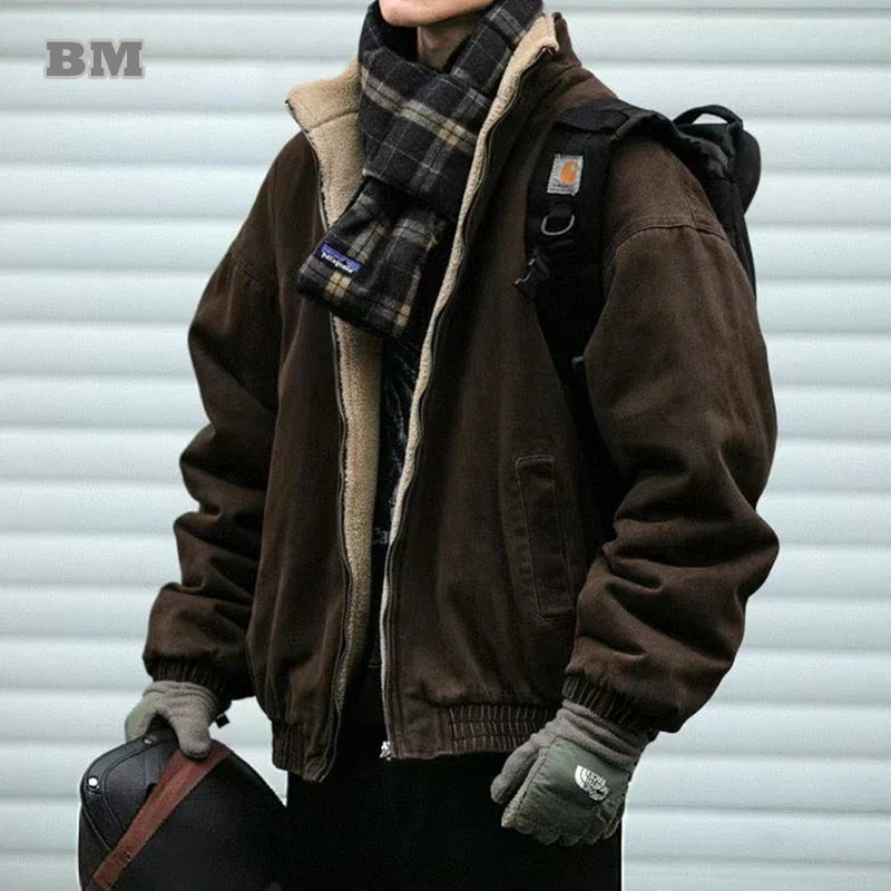 Vintage Style Mens Fleece Jacket - OutfitLondon