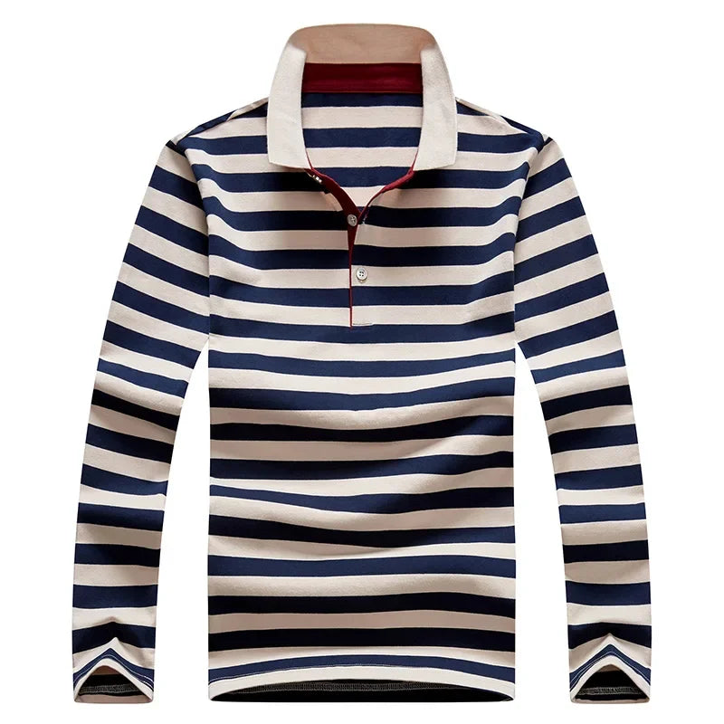 Traditional Casual Horizontal Stripe Polo Shirt