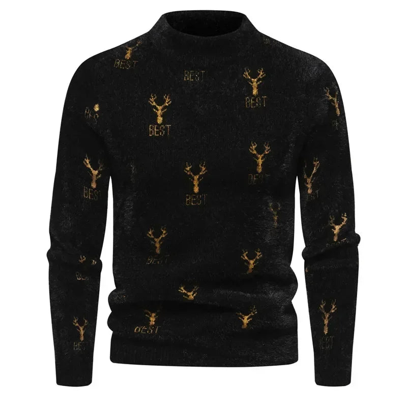 Faux Fur Crew Neck Men's Sweater