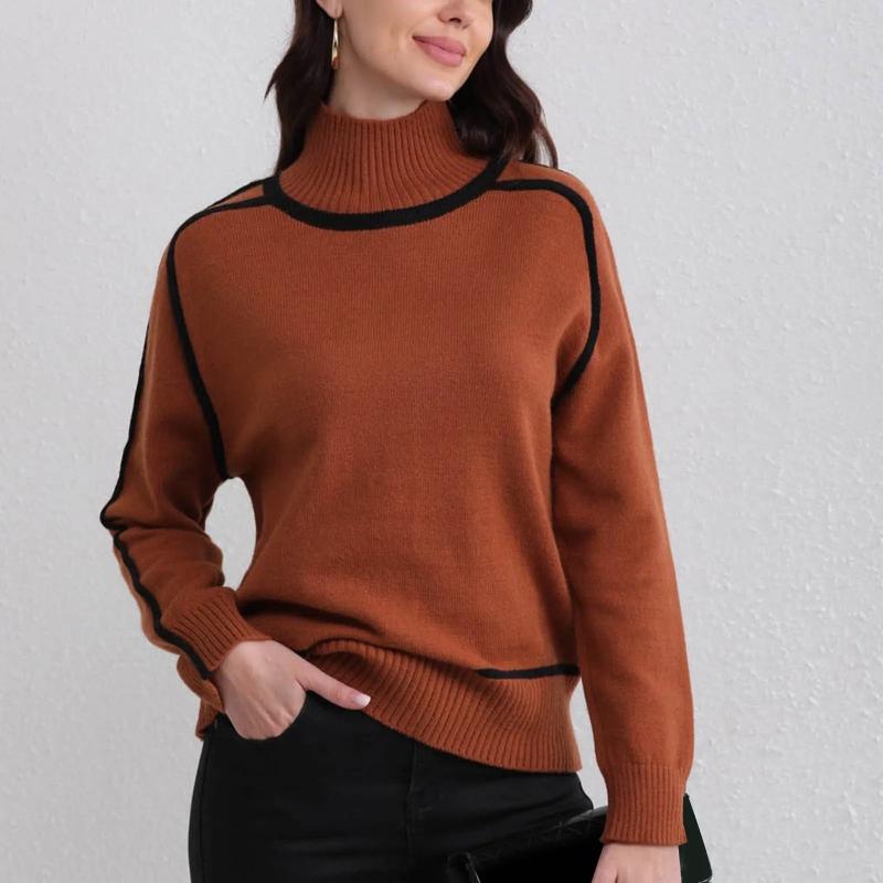 Casual Fit Turtleneck Sweater | Soft Ribbed Cuffs Sweater - OutfitLondon