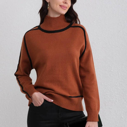 Casual Fit Turtleneck Sweater | Soft Ribbed Cuffs Sweater - OutfitLondon