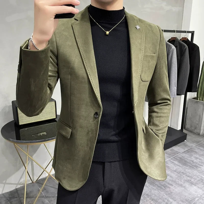 Luxury Leather Fitted Men's Jacket