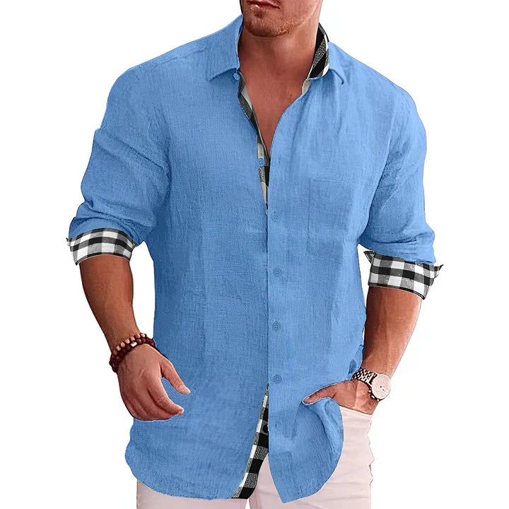 Relaxed Fit Men's Shirt with Rolled Up Sleeves - OutfitLondon