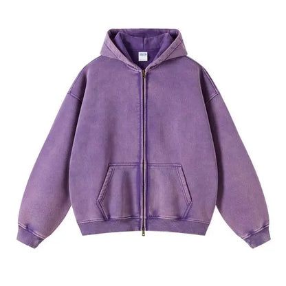 Trendy Ripped Full Zip Hooded Jacket