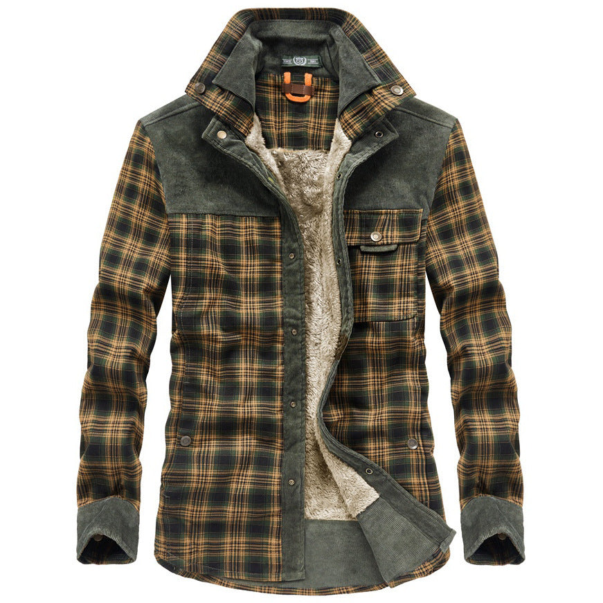 Warm Flannel Plaid Shirt with Fleece Inside - OutfitLondon