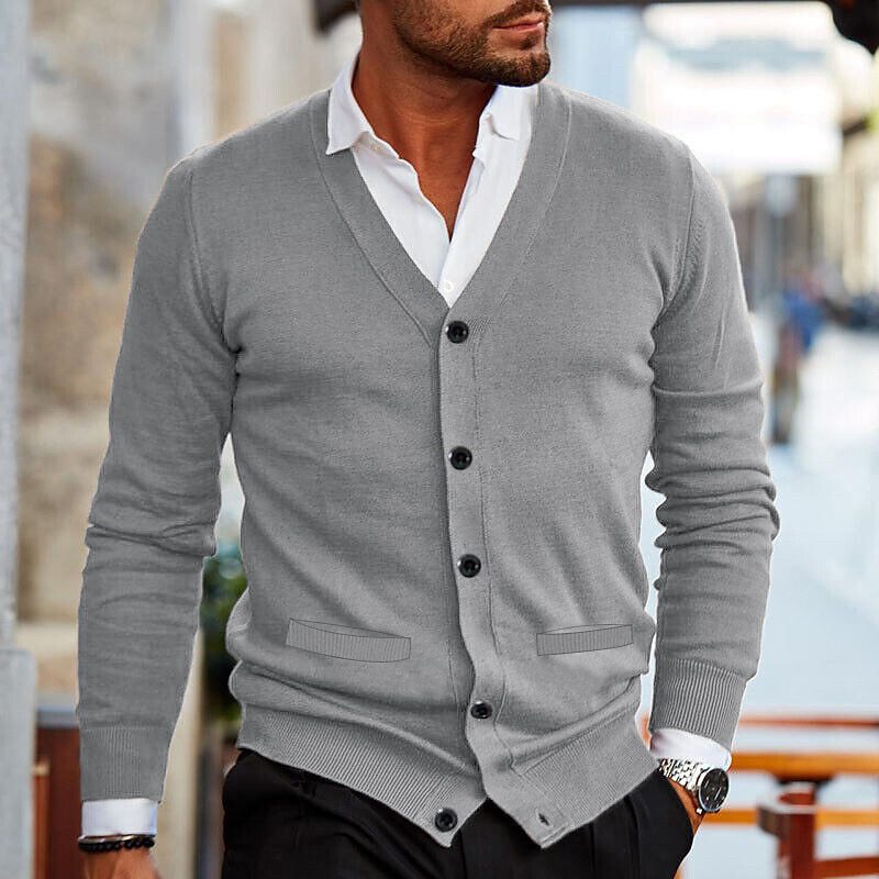 Classic Men's Open Front Cardigan Sweater