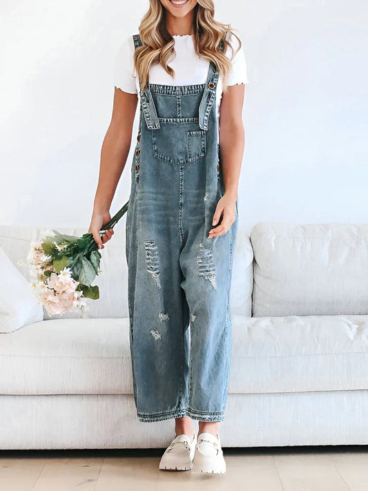Womens Denim Overalls Light Blue - OutfitLondon