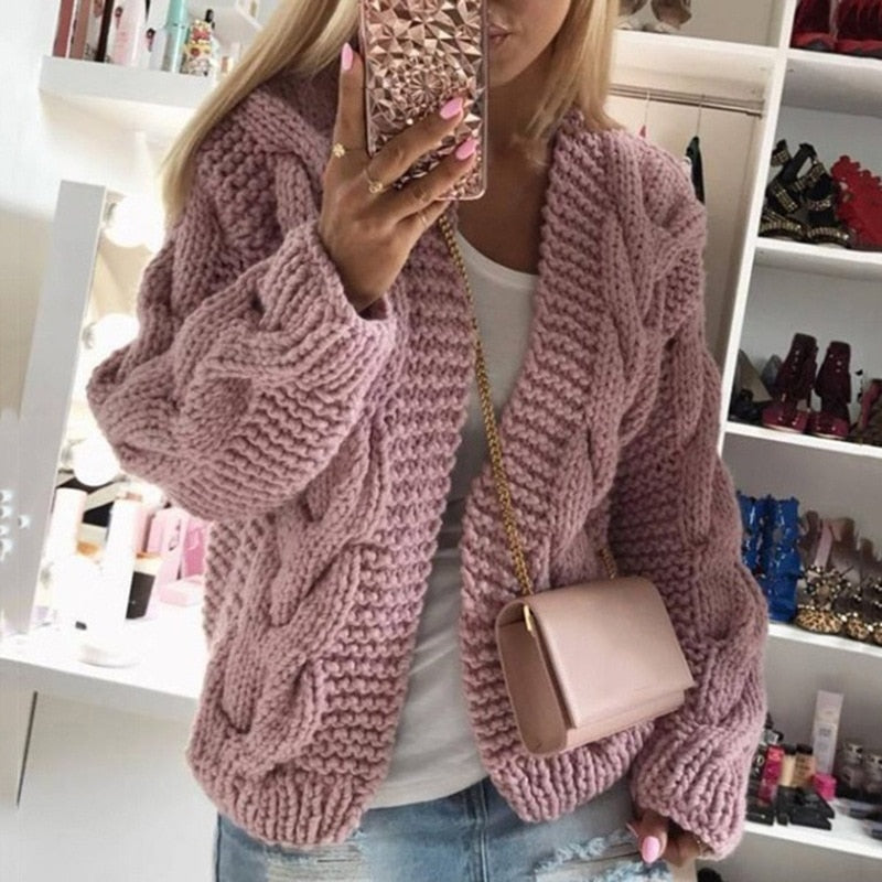 Large Soft Women's Knitted Sweater Cardigan