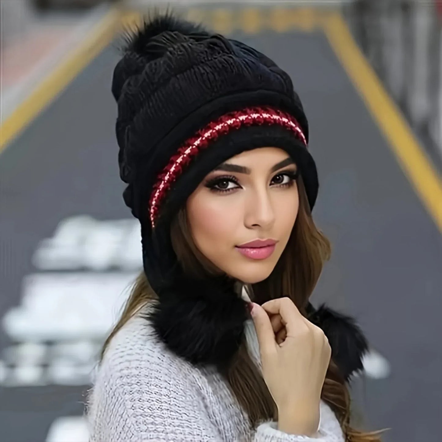 Soft Synthetic Fur Cold Weather Beanie Hat
