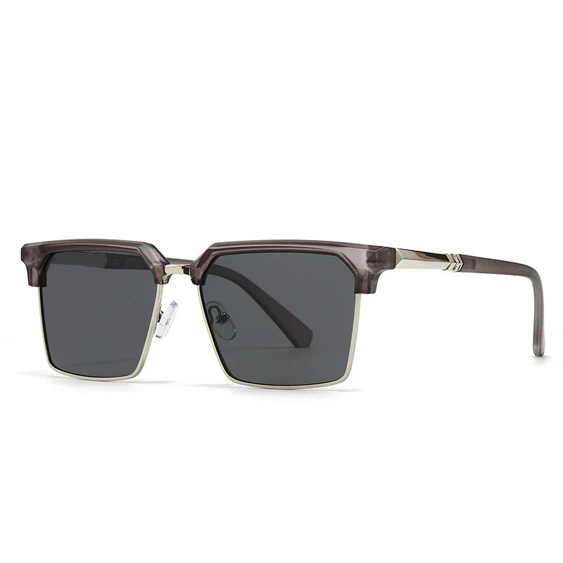 Unisex Square Sunglasses Retro Gradient UV400 Protection Gold Tone