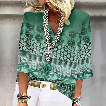 Comfy Floral V Neck Summer Tee Shirt