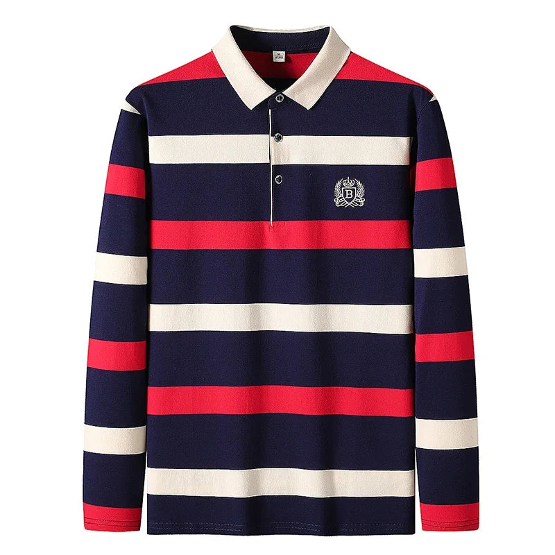 Traditional Casual Horizontal Stripe Polo Shirt