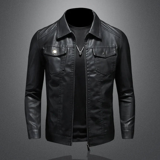 Men's Classic Synthetic Leather Jacket - OutfitLondon