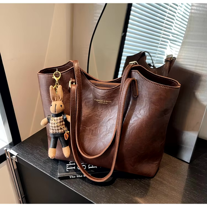 Stylish Reusable Tote Bag Vegan Leather Large Size