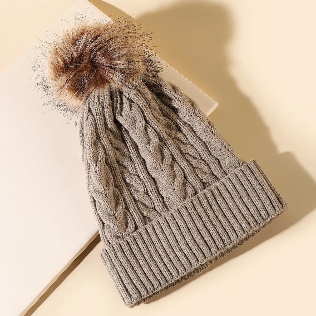 Warm Fuzzy Knit Winter Hat for Ladies