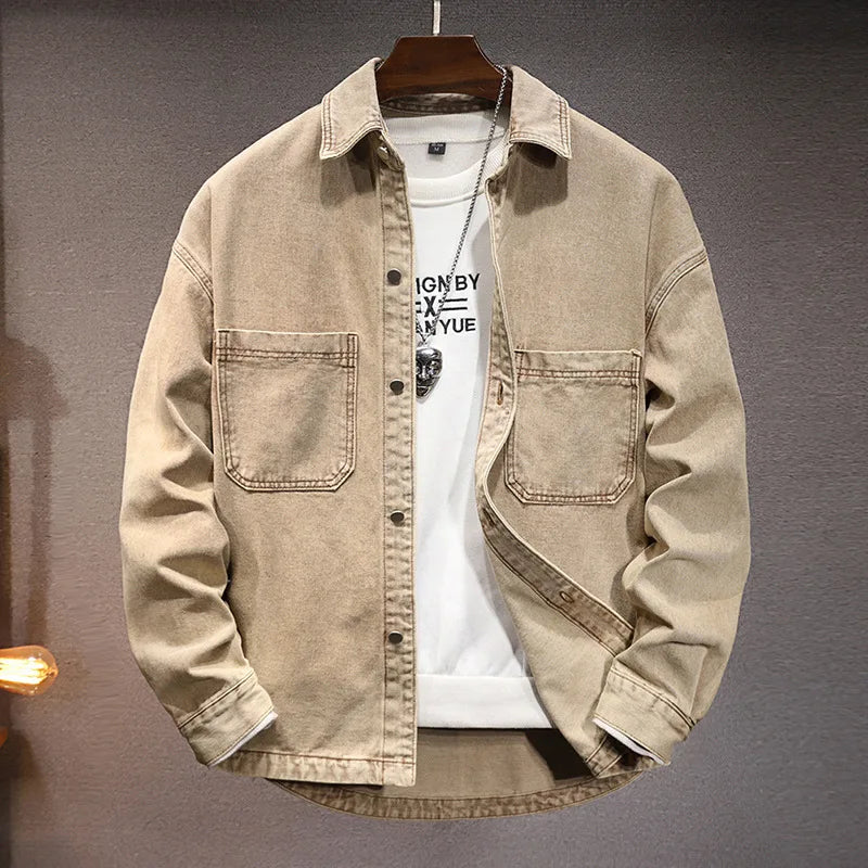 Men's Midweight Denim Jacket Structured Fit Blue - OutfitLondon