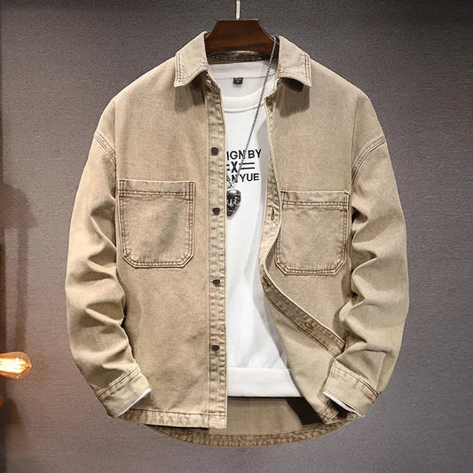Men's Midweight Denim Jacket Structured Fit Blue - OutfitLondon