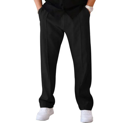 Relaxed Fit Straight Leg Elastic Waist Pants