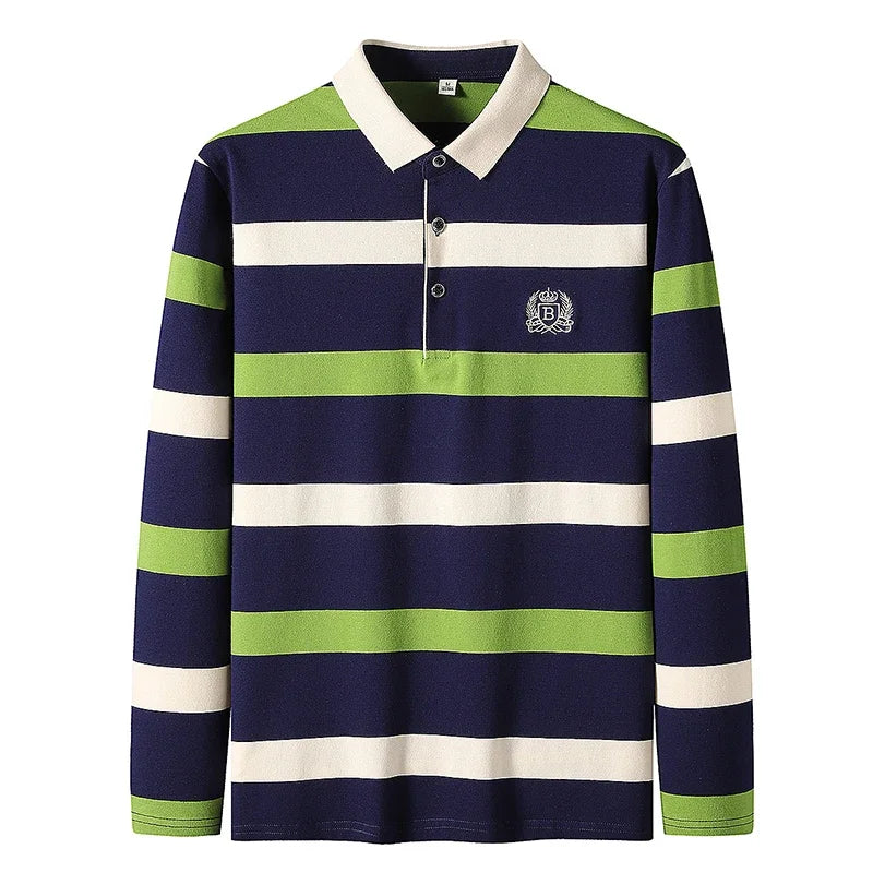 Traditional Casual Horizontal Stripe Polo Shirt